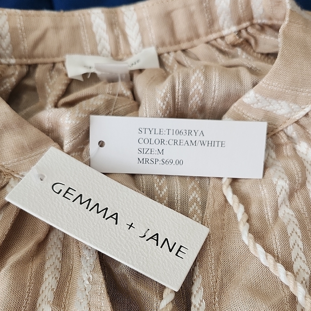 Gemma + Jane Striped Cream Blouse - Picture 4 of 5